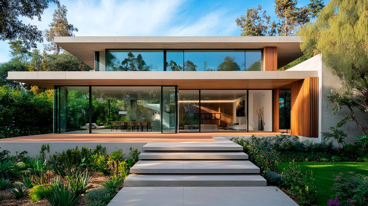 Fachada de casas térreas modernas